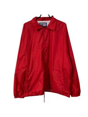 Vintage Snap-It-Wear Red Waterproof Nylon Coach's  Jacket Windbreaker XL